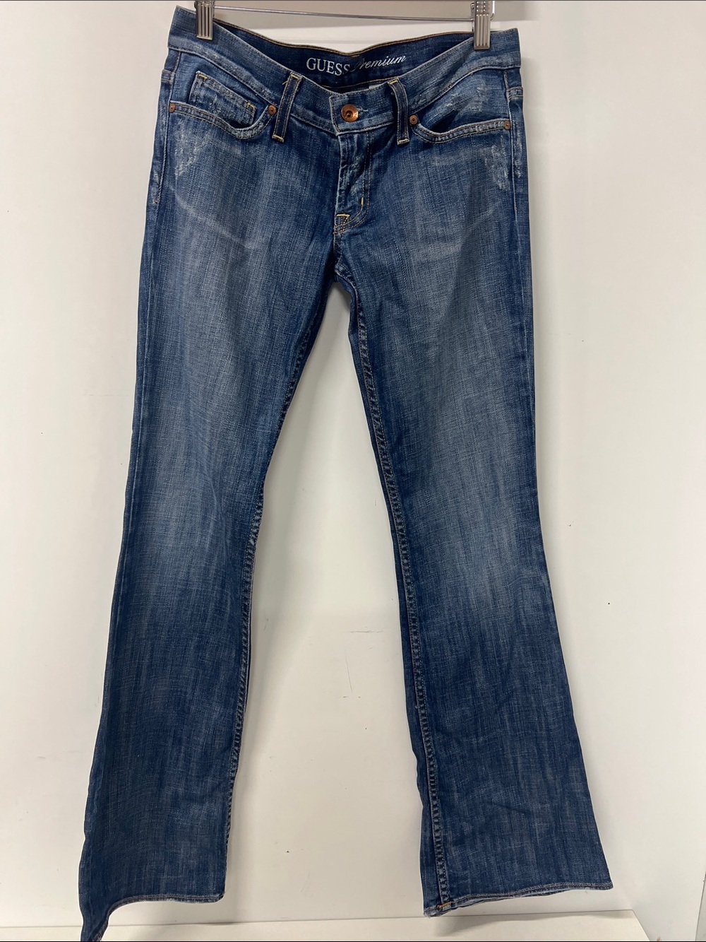 Guess Premium Foxy Flare Low Rise Jeans Size 27 Lightly Distressed